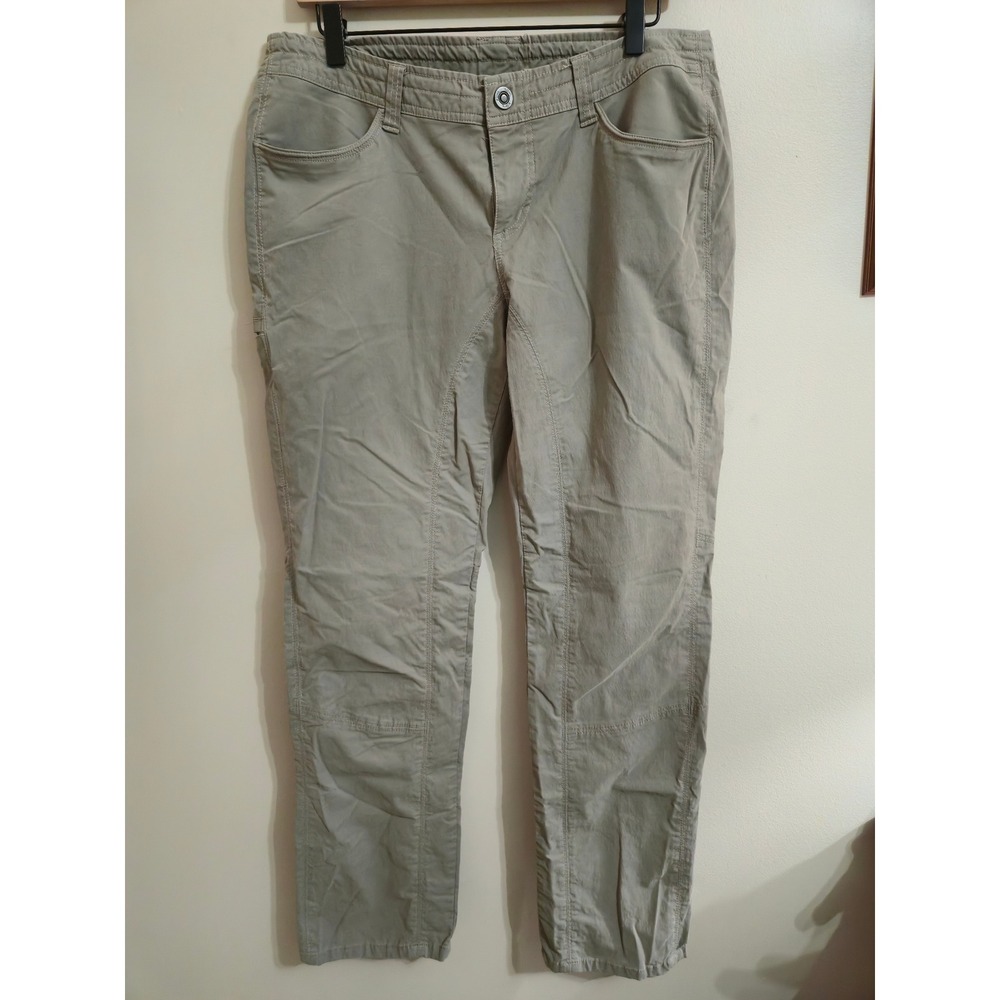 Kuhl Splash Hiking Pants Womens 12 Reg Khaki Tan Straight Leg Articulated Knee